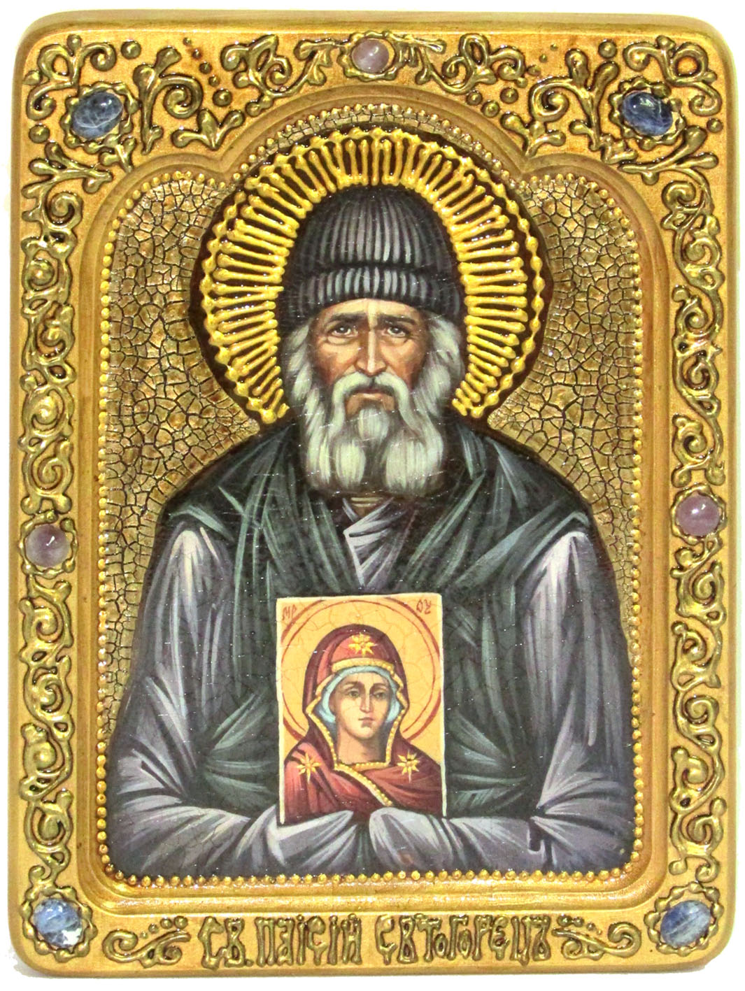Живописная икона "Паисий Святогорец" на кипарисе - купить в Москве | Мосподарок 
