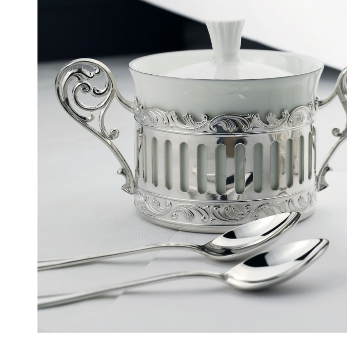 Серебряная сахарница "Богема" - артикул: AK01619 - стоимость: 38 300 руб. Серебряная сахарница "Богема" - артикул: AK01619 | Мосподарок