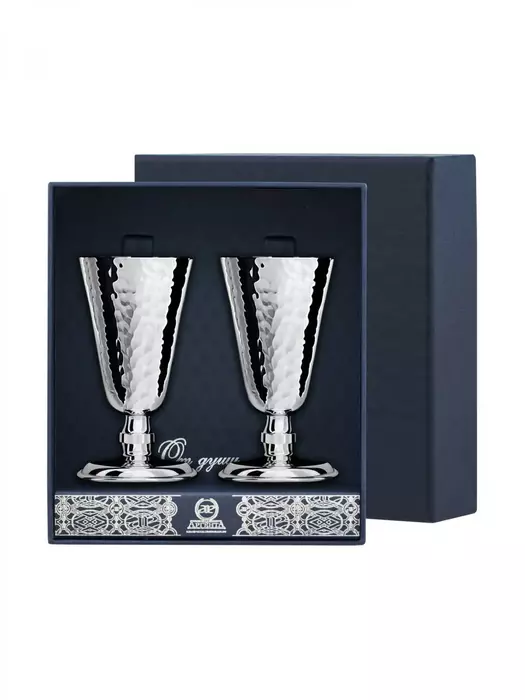 Серебряный набор рюмок "№4" кованый, на 2 персоны - артикул: AK01591 | Мосподарок 