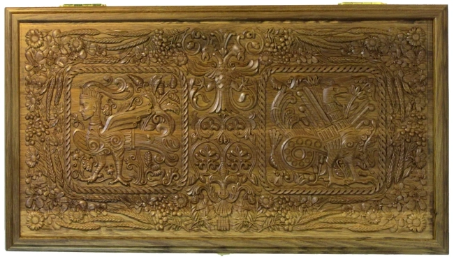 Резные нарды из массива чёрного дуба "Белокаменные-4"