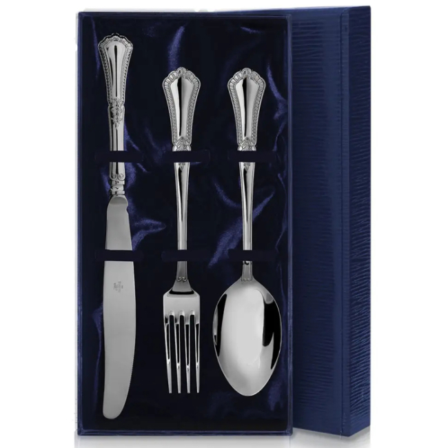 Набор из 3 столовых серебряных приборов "Фаворит": вилка, ложка, нож, на 1 персону