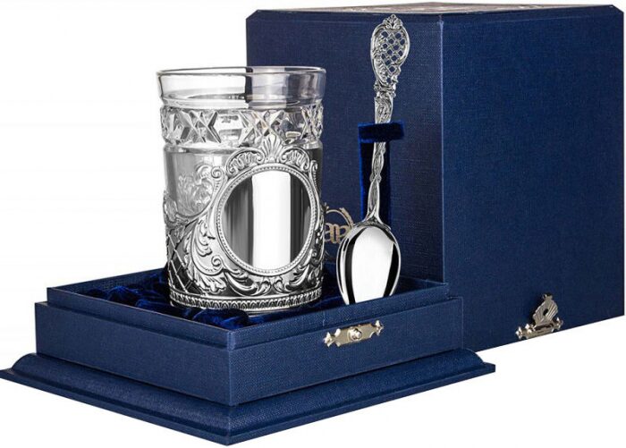 Подстаканник из серебра "Барокко" с чернением - артикул: AK01345 | Мосподарок 