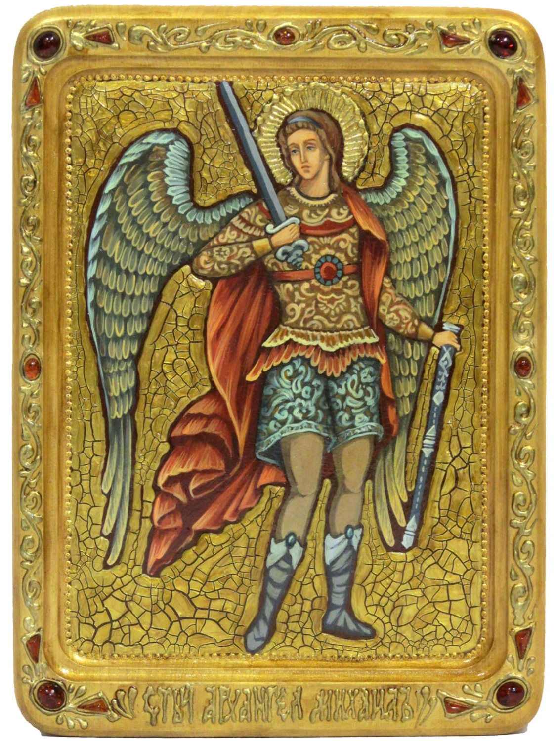 Живописная икона "Архангел (Архистратиг) Михаил" на кипарисе - купить в Москве | Мосподарок 