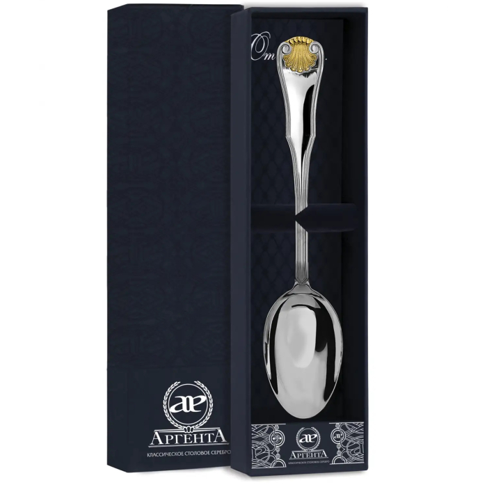 Серебряная столовая ложка «Визит» с позолотой - артикул: AK01639 - стоимость: 23 400 руб. Серебряная столовая ложка «Визит» с позолотой - артикул: AK01639 | Мосподарок