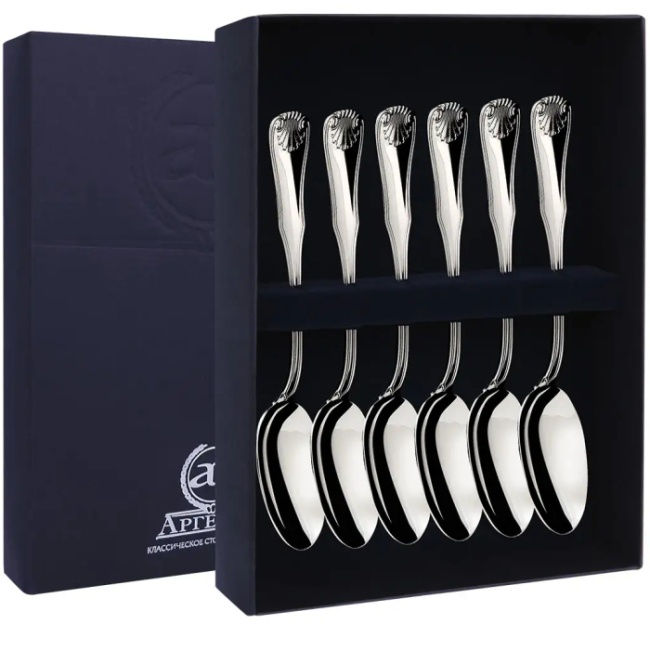 Набор из 6 серебряных чайных ложек "Визит"