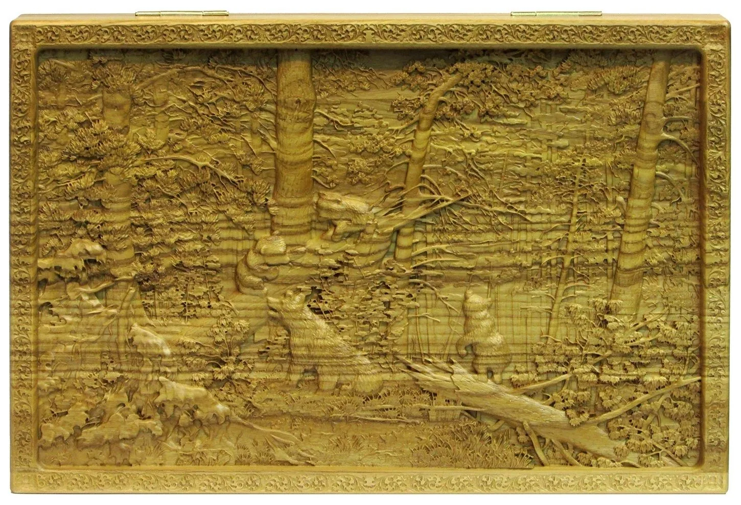 Резные объемные нарды+шашки дорожного размера из массива мореного ясеня "Утро в сосновом лесу" - артикул: 120-220 | Мосподарок 