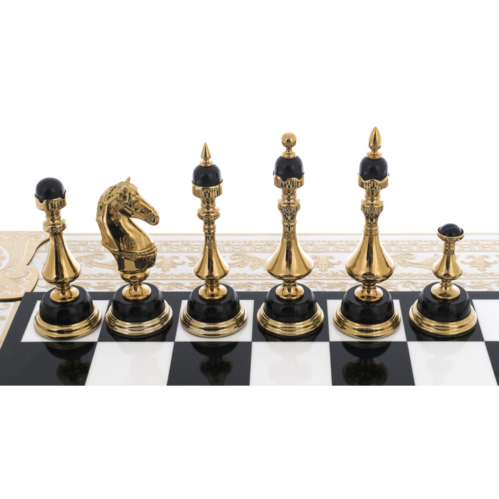 Шахматы из белого мрамора и долерита "Баталия" Златоуст - артикул: 301220 | Мосподарок 