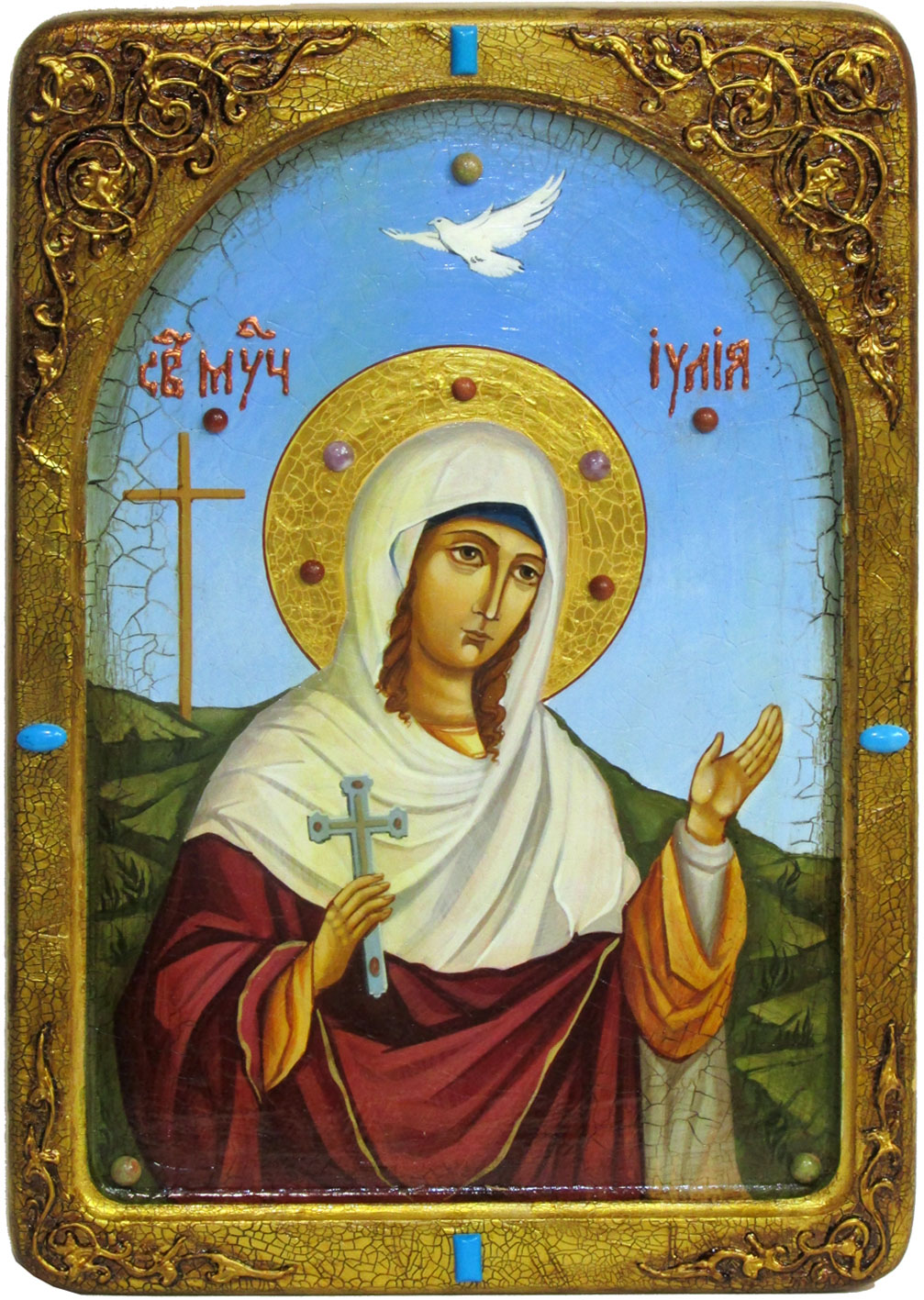 Живописная икона "Святая мученица Иулия (Юлия) Карфагенская" на кипарисе в березовом киоте - купить в Москве | Мосподарок 