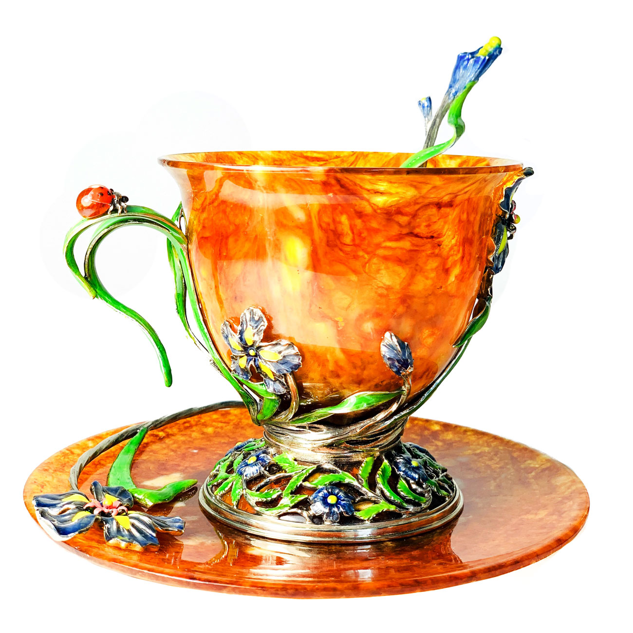 Чайный набор из янтаря "Ирис" - артикул: AP4402 | Мосподарок 