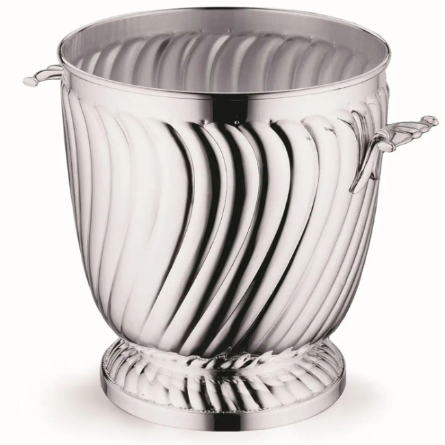 Ведро серебряное  для льда на ножках круглое рифленое Ведро серебряное  для льда на ножках круглое рифленое