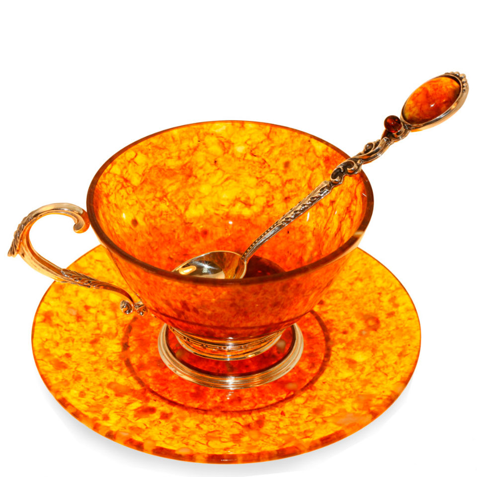 Чайный набор из янтаря «Ажурный» - артикул: AP3602 | Мосподарок 