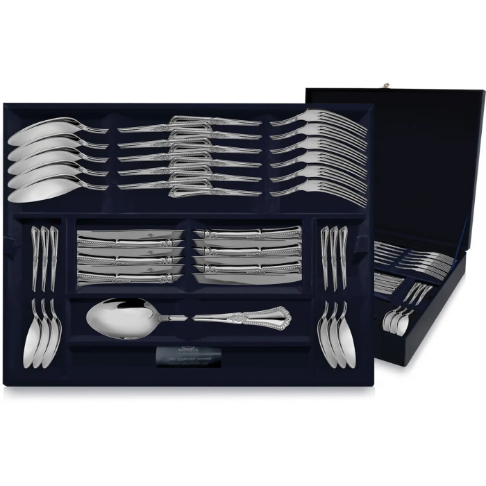 Серебряный столовый набор "Фаворит": вилка, ложка, нож, чайная ложка, на 6 персон - артикул: AK01203 | Мосподарок 