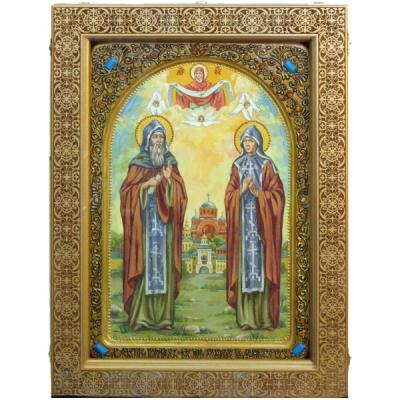 Живописная икона "Преподобные Кирилл и Мария Радонежские"