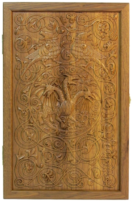 Резные дорожные нарды-шашки из массива чёрного дуба "Змей-Горыныч"