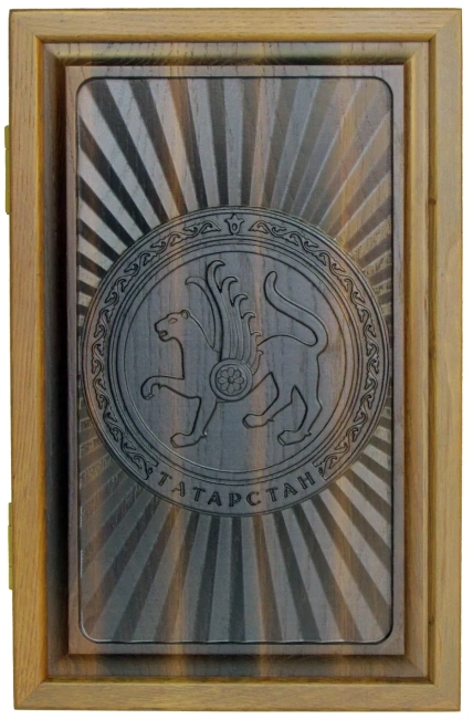 Резные дорожные нарды из массива мореного дуба "Татарстан"