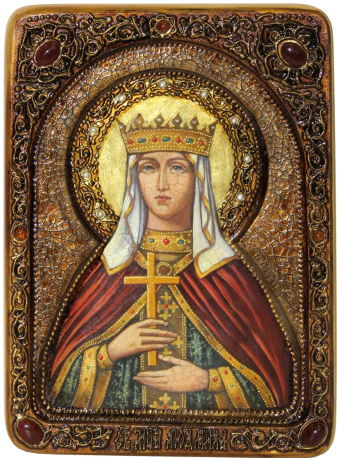Живописная икона "Святая Мученица Людмила Чешская" в киоте
