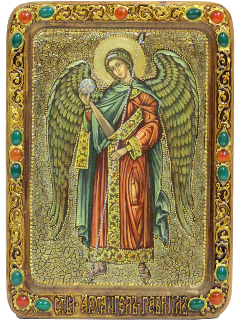 Живописная икона "Архангел Гавриил" на кипарисе