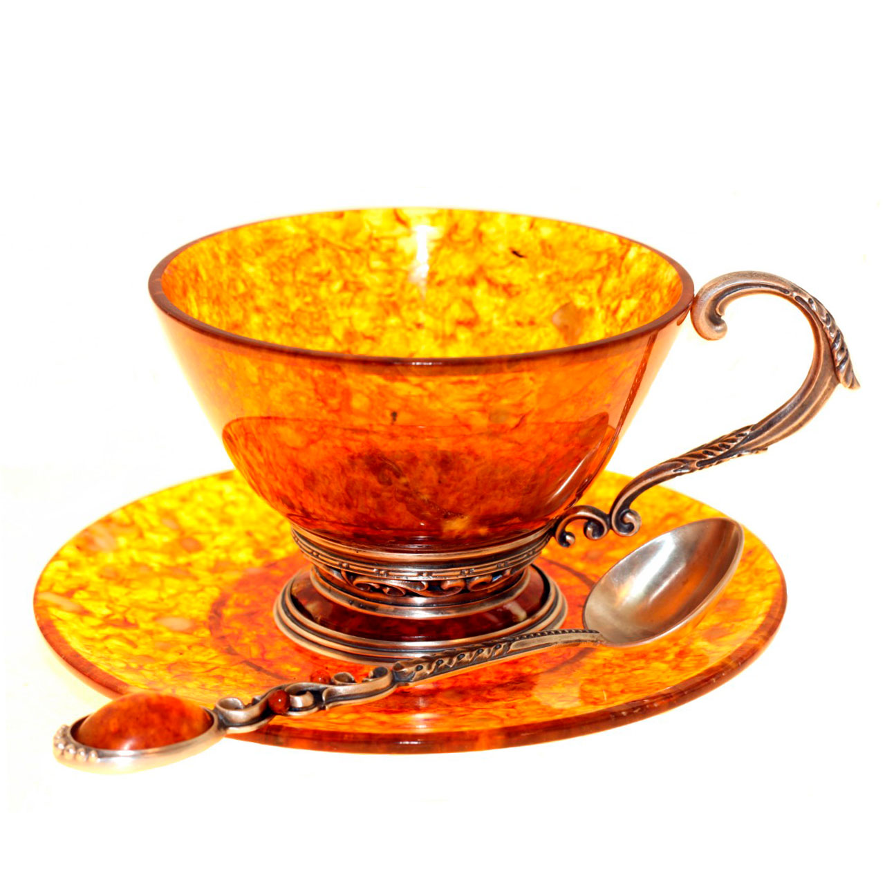 Чайный набор из янтаря «Ажурный» - артикул: AP3602 | Мосподарок 