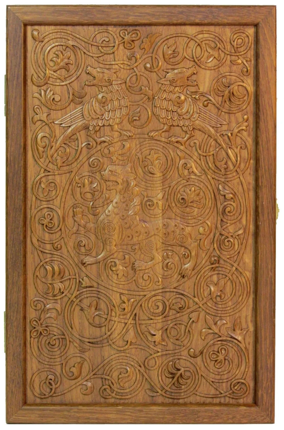 Резные дорожные нарды-шашки из массива чёрного дуба "Лев" - артикул: 120-162 | Мосподарок 