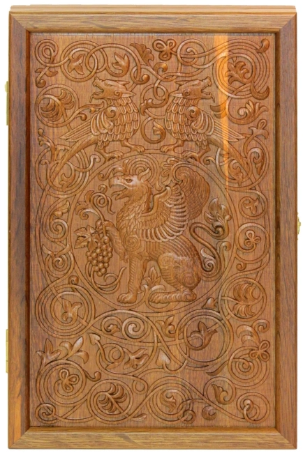 Резные дорожные нарды-шашки из массива чёрного дуба "Крымский Грифон"