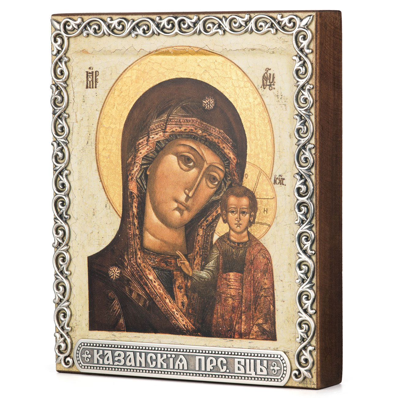 Икона в серебряном багете «Казанская икона Божией Матери» - артикул: ALT01598 | Мосподарок 