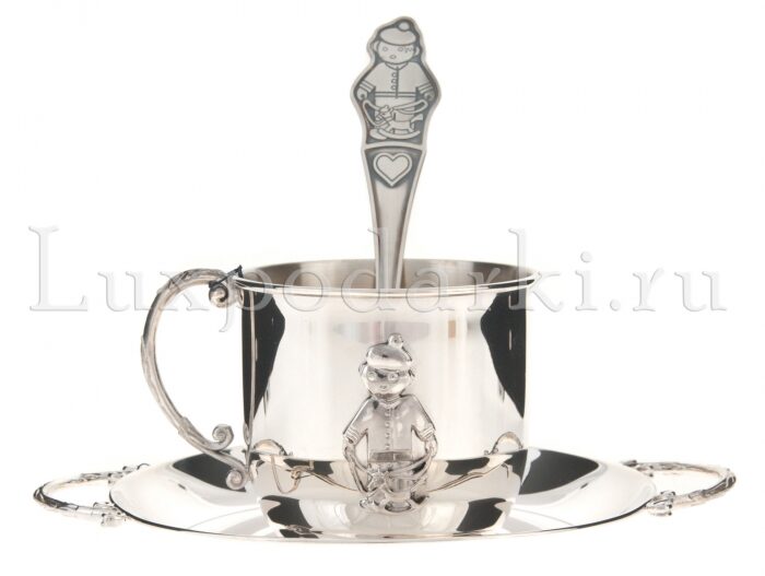 Набор детский серебряный КД "Мальчик" (3 предмета, с кружкой и блюдцем) - артикул: AK01449 - стоимость: 70 100 руб. Набор детский серебряный КД "Мальчик" (3 предмета, с кружкой и блюдцем) - артикул: AK01449 | Мосподарок