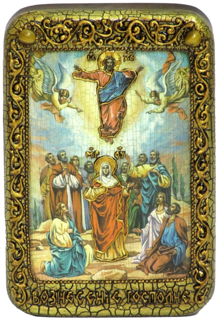 Настольная икона "Вознесение Господне" на чёрном дубе