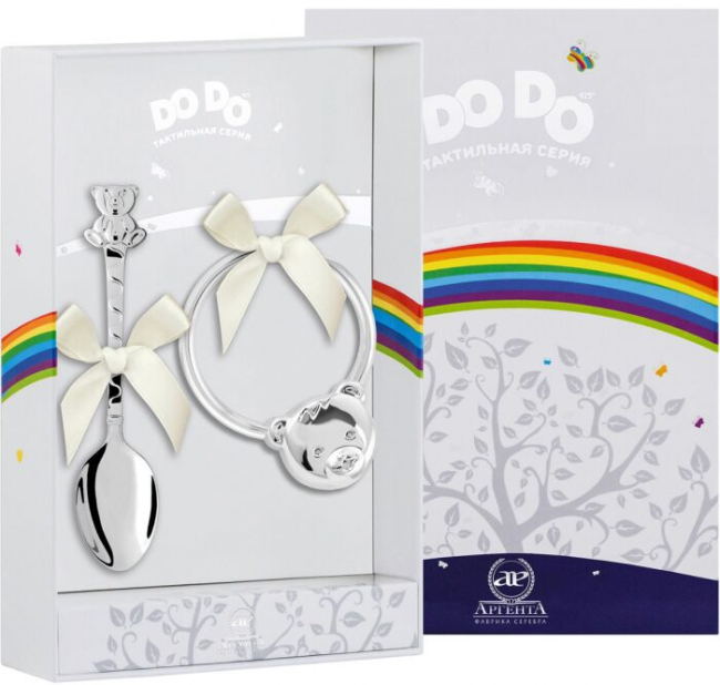 Набор серебряный для малышей DODO "Мишка" (2 предмета) Набор серебряный для малышей DODO "Мишка" (2 предмета)