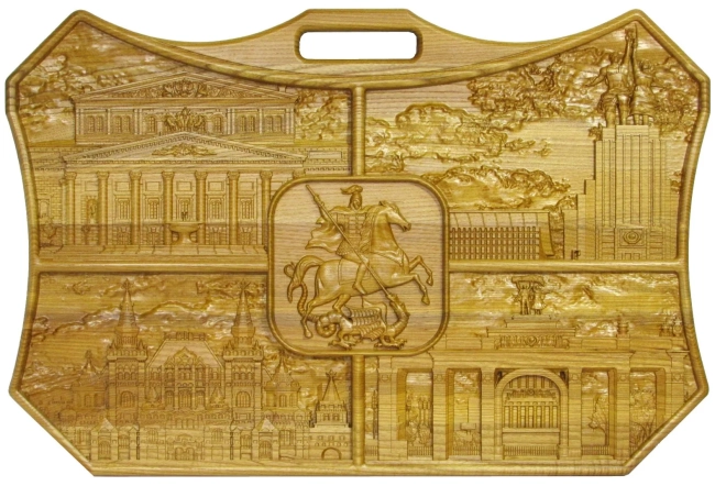 Резные подарочные нарды из массива мореного ясеня "Москва"