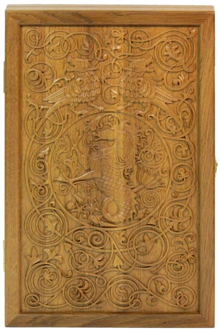 Резные дорожные нарды-шашки из массива чёрного дуба "Гиппокампус"