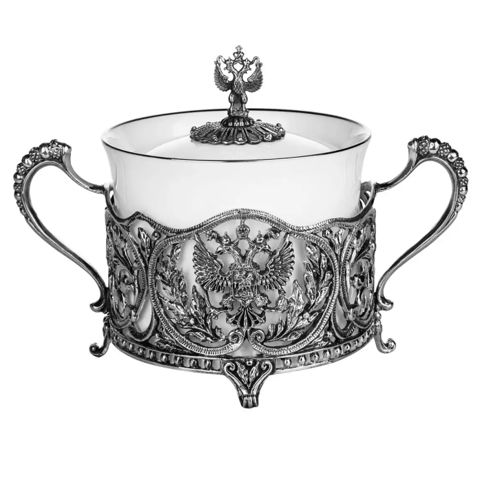 Серебряный набор "Герб": сахарница и щипцы для сахара - артикул: AK01261 - стоимость: 76 500 руб. Серебряный набор "Герб": сахарница и щипцы для сахара - артикул: AK01261 | Мосподарок