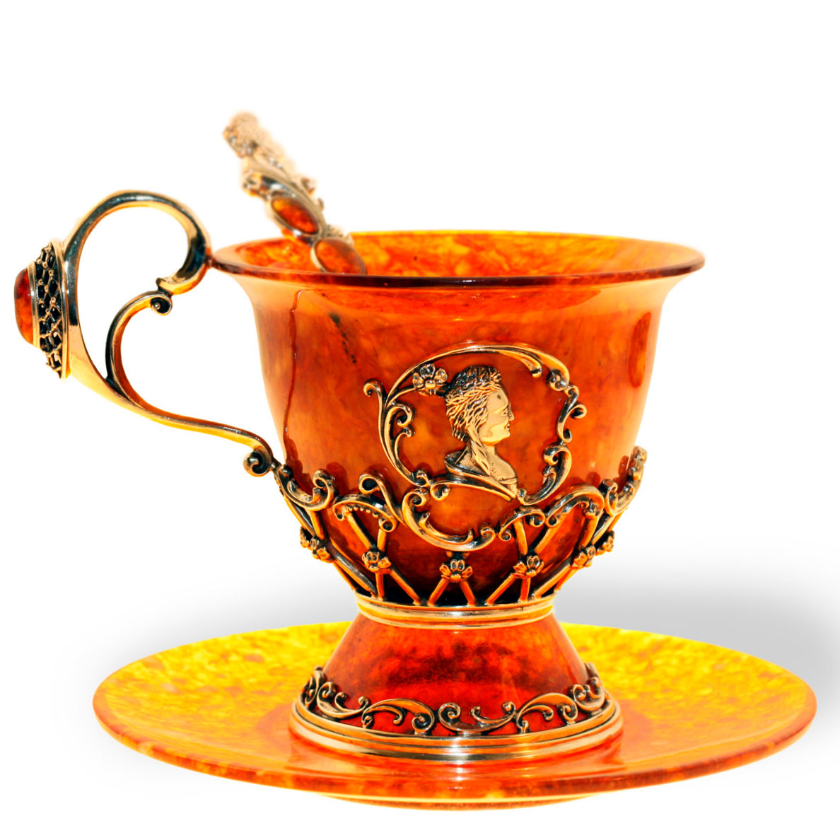 Чайный набор из янтаря «Екатерина» - артикул: AP8302 | Мосподарок 