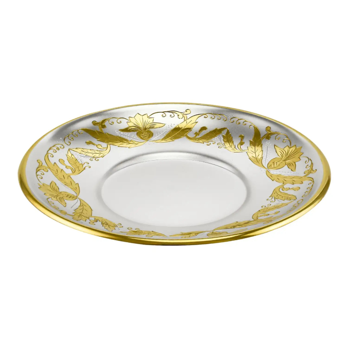 Серебряная чашка с блюдцем №2 на 1 персону, с позолотой - артикул: AK01838 | Мосподарок 