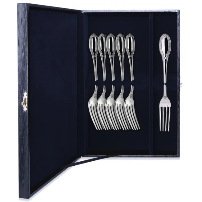 Серебряный набор десертных вилок "Император" на 6 персон Серебряный набор десертных вилок "Император" на 6 персон