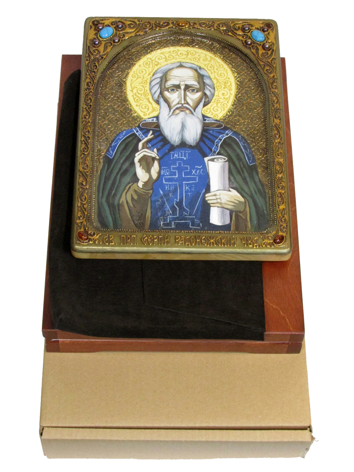 Живописная икона "Преподобный Сергий Радонежский" чудотворец - купить в Москве | Мосподарок 