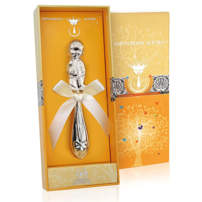 Детская серебряная погремушка КД "Мальчик"