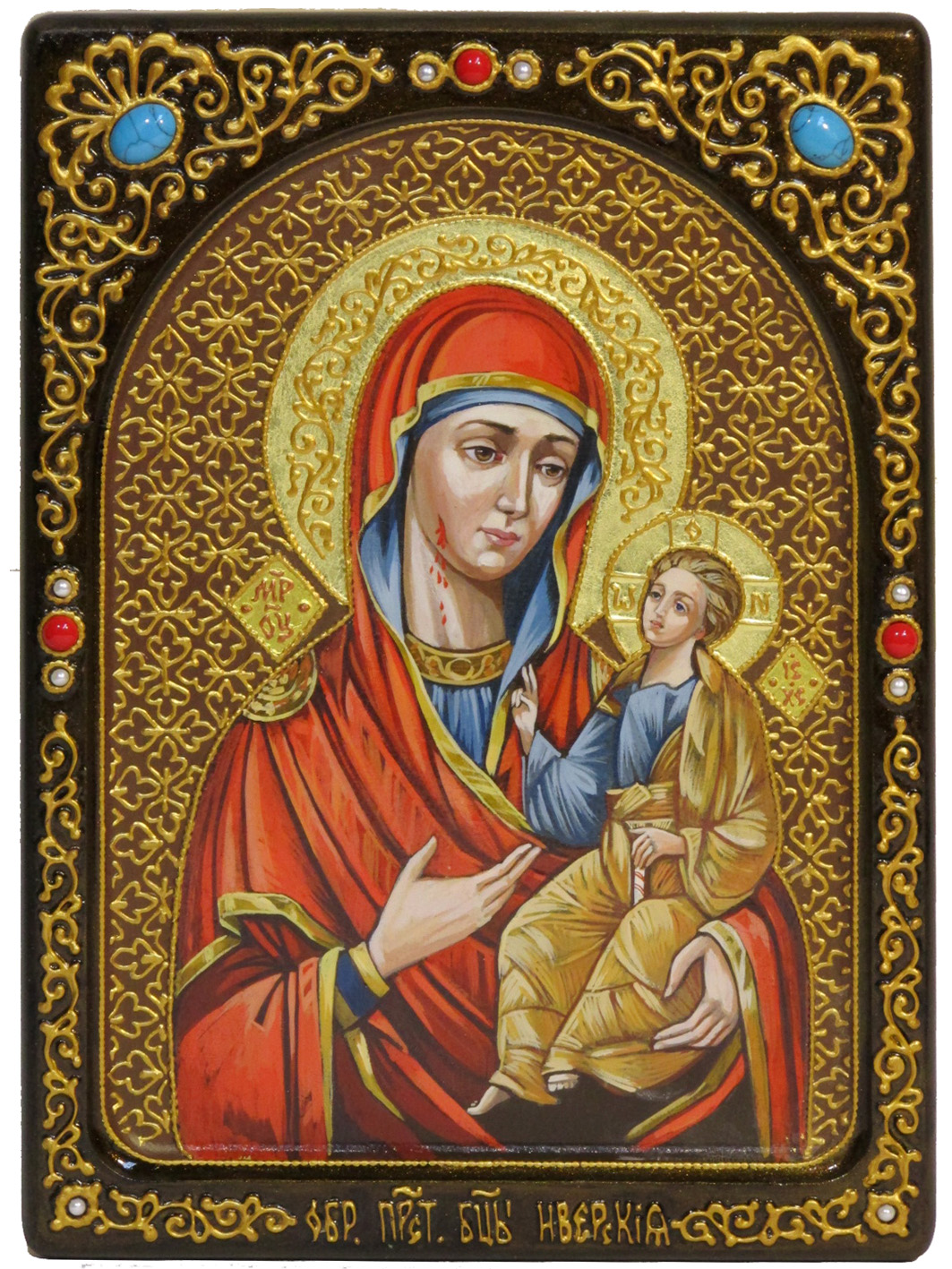 Живописная икона "Образ Божией Матери "Иверская"" на кипарисе - купить в Москве | Мосподарок 