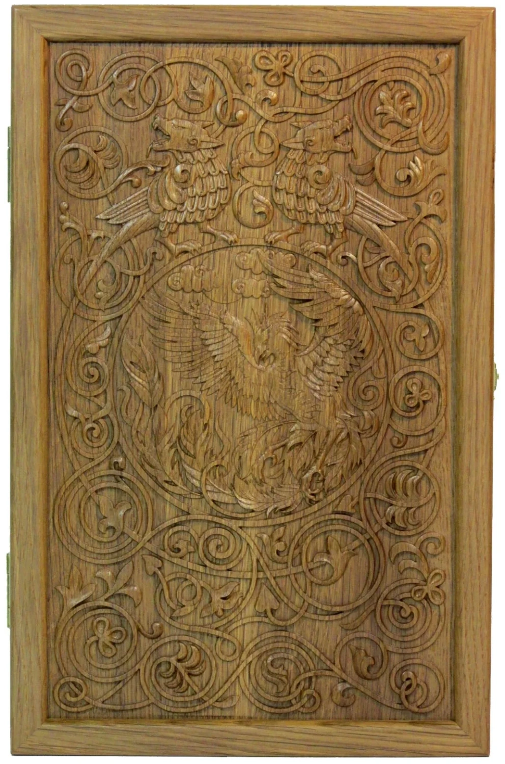 Резные дорожные нарды-шашки из массива чёрного дуба "Жар-птица" - артикул: 120-158 | Мосподарок 