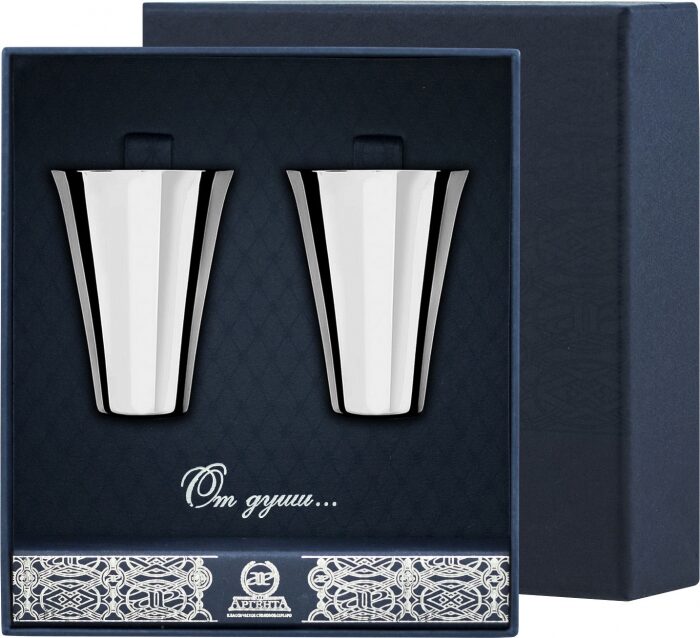 Набор стопок для водки из серебра "Гладкая" на 2 персоны - артикул: AK01312 - стоимость: 22 700 руб. Набор стопок для водки из серебра "Гладкая" на 2 персоны - артикул: AK01312 | Мосподарок