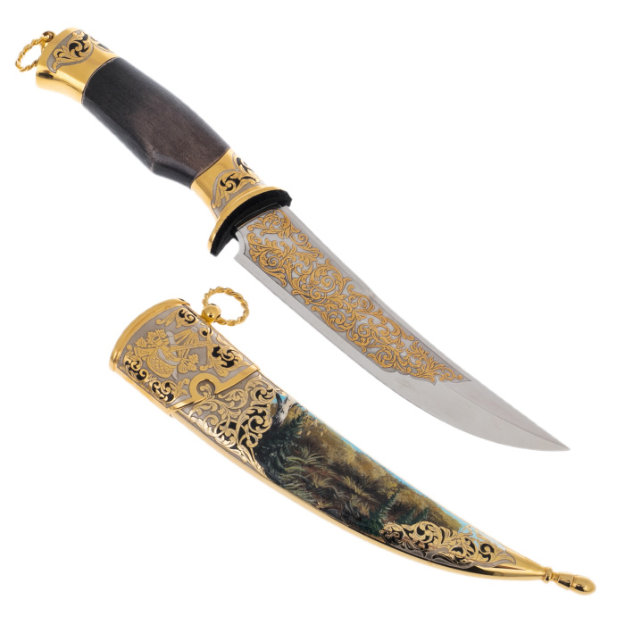 Набор для водки "Рысь" с ножом, на 3 персоны, Златоуст - артикул: 301532 | Мосподарок 