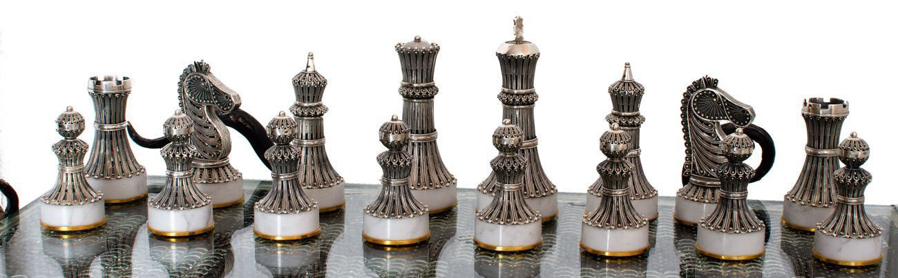 Серебряные шахматы «Филигрань» - артикул: ZA12059 | Мосподарок 