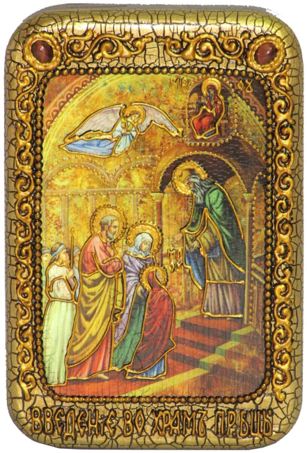 Настольная икона "Введение Во Храм Пресвятой Богородицы" на мореном дубе