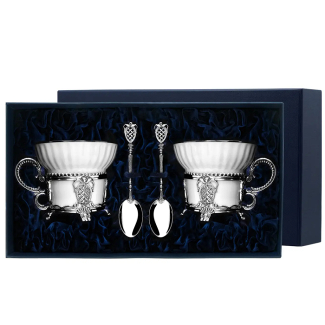 Серебряный чайный набор "Меценат": ложка, чашка