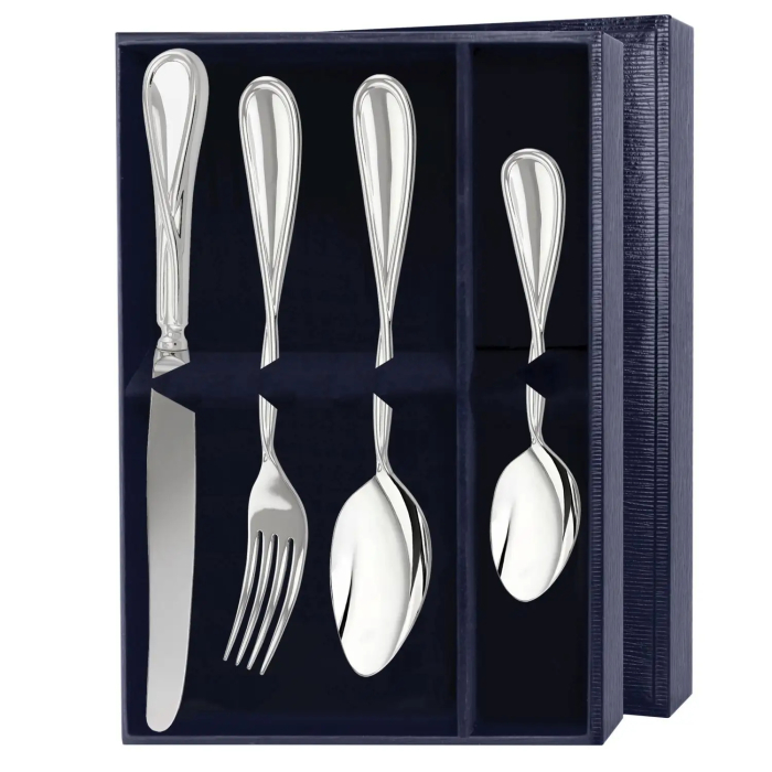 Набор столовых приборов из серебра "№26. Эгоист": 4 предмета, на 1 персону - артикул: AK01876 | Мосподарок 