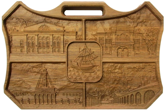 Резные дорожные нарды из массива мореного дуба "Кострома"