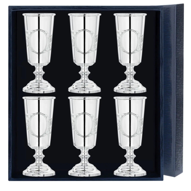 Серебряный набор рюмок "Подарочная" 6 предметов в футляре Серебряный набор рюмок "Подарочная" 6 предметов в футляре