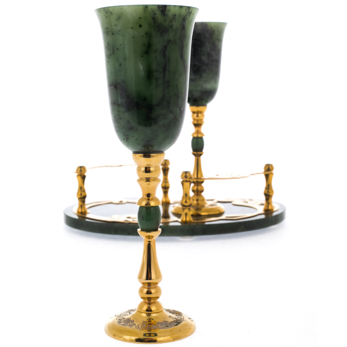 Набор питейный с нефритом на 2 персоны "Изыск", Златоуст - артикул: 301127 | Мосподарок 