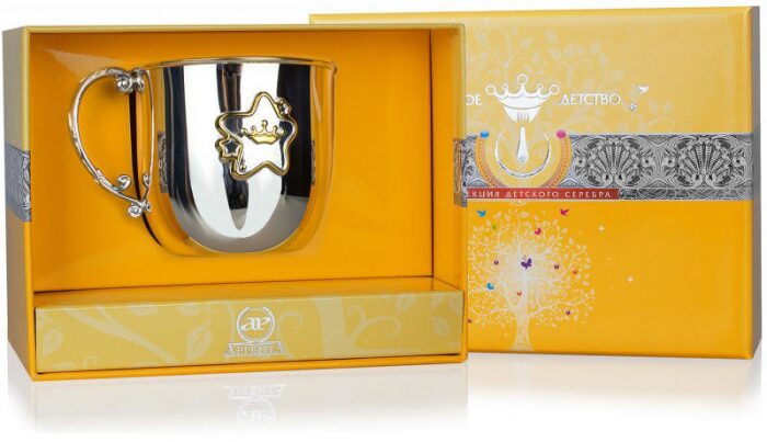 Детская серебряная кружка КД "Звезда" с позолотой, на 1 персону - артикул: AK01162 - стоимость: 33 800 руб. Детская серебряная кружка КД "Звезда" с позолотой, на 1 персону - артикул: AK01162 | Мосподарок