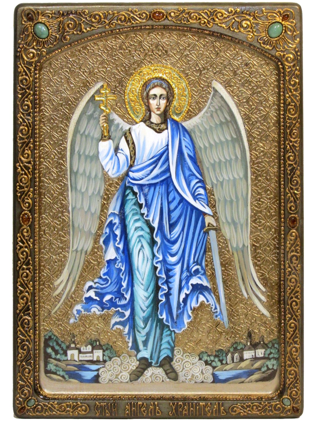 Живописная икона "Ангела Хранителя" в березовом киоте - купить в Москве | Мосподарок 