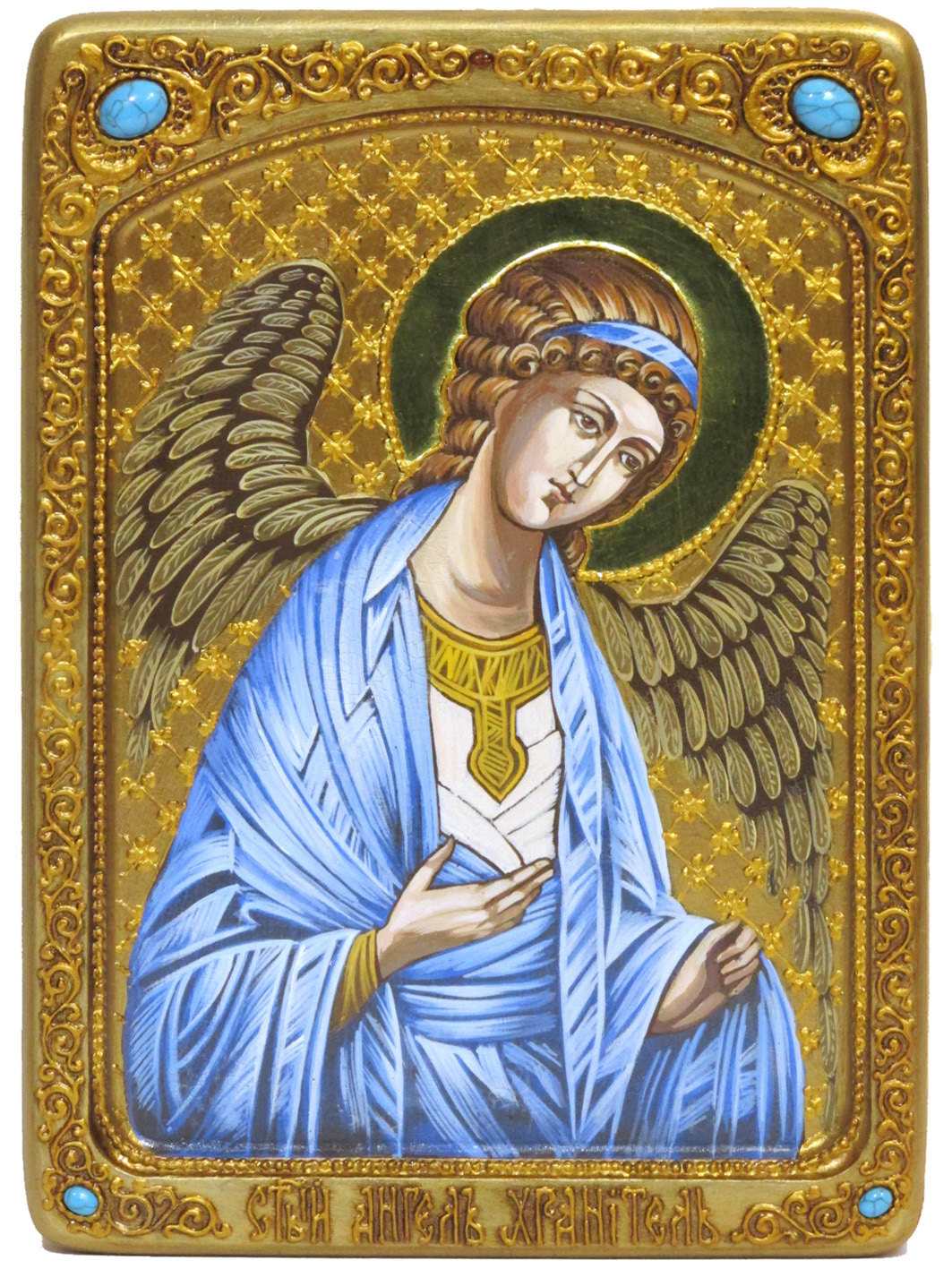 Живописная икона "Ангел Хранитель" на кипарисе в березовом киоте - купить в Москве | Мосподарок 